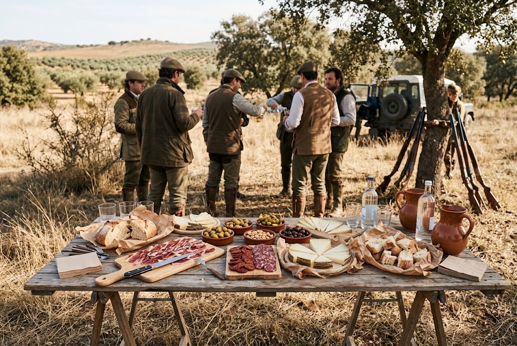 An image depicting field tapas during a Spanish driven bird shoot